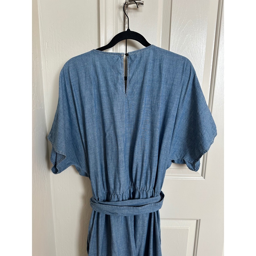 Lauren Ralph Lauren‎ Chambray Wide Leg Jumpsuit Belted V Neck Women Size 14 - Picture 6 of 9
